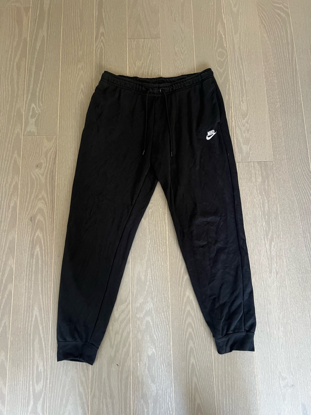 Nike Black Men's Jogger Sweatpants with White Swoosh